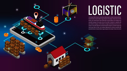Cellphone 3D Logistic connection Banner