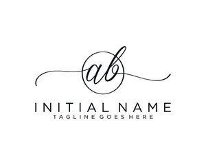 AB Initial handwriting logo vector
