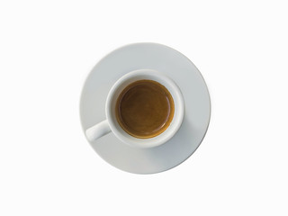 Isolated coffee in a white cup, close up