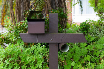 mailbox no number in front of the house with sunlight and beautiful natural background