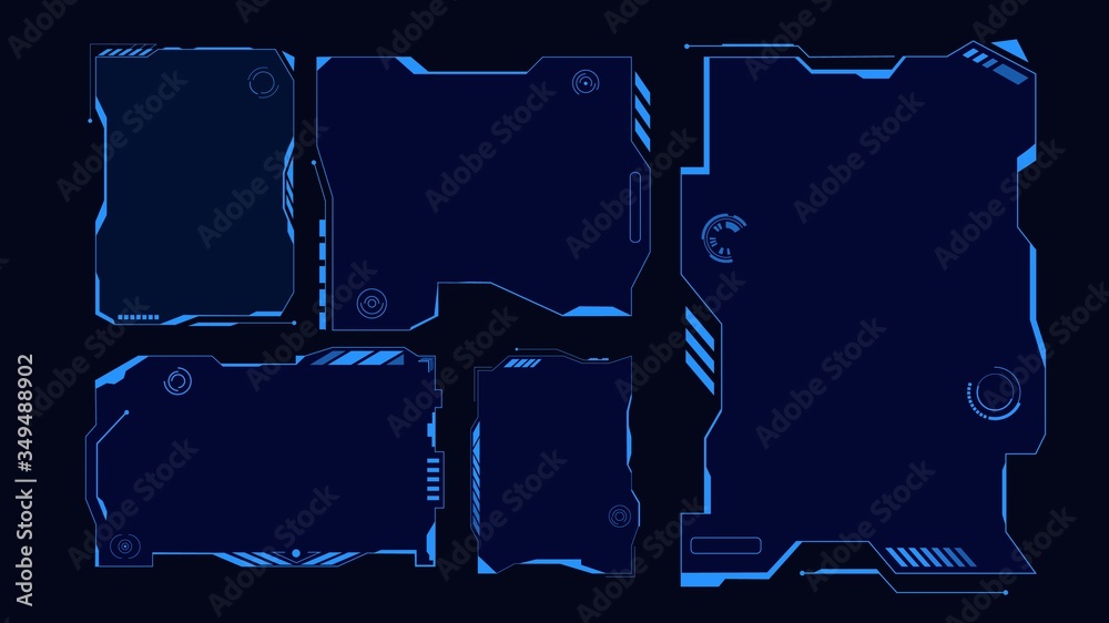 Poster techno frame, interface. futuristic virtual hud grid display blue ui hologram user interface modern 