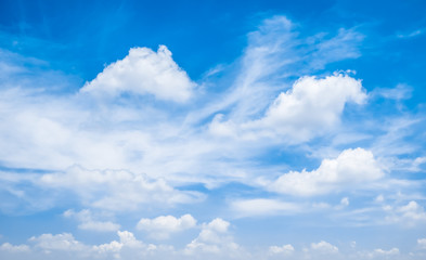 Fluffy white cloud in the blue sky.
