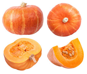 Set of pumpkins on white background