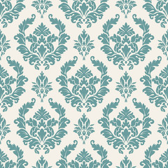 Vector damask seamless pattern background. Classical luxury old fashioned damask ornament, royal victorian seamless texture for wallpapers, textile, wrapping. Exquisite floral baroque template.