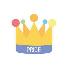 colorful pride crown icon, flat style