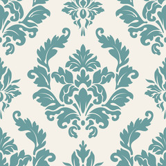 Vector damask seamless pattern background. Classical luxury old fashioned damask ornament, royal victorian seamless texture for wallpapers, textile, wrapping. Exquisite floral baroque template.