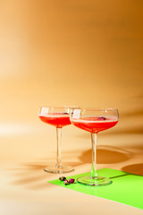 Pink Raspberry Cocktail in drink glass
