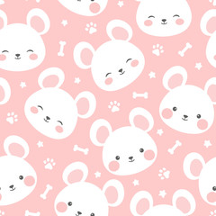 Mouse pattern, Cute cartoon mice seamless pattern background, vector illustration