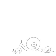 Snail one line drawing, vector illustrtion