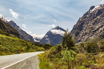Landscapes of the South Island. Highway from Te Anau to Fiordland National Park