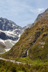 Landscapes of the South Island. Deep valley with traces of a glacier. Fiordland National Park. New Zealand