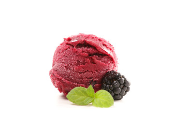 blackberry ice cream isolated on white background