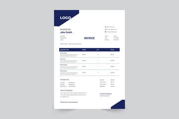 Corporate business minimalist  invoice design for accountants vector template 