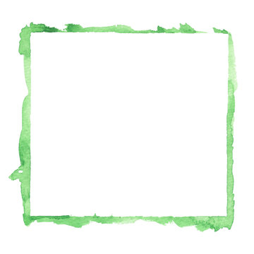 green square watercolor frame on white background