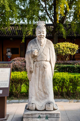 Marble statue of Ran Yong, a Confucius' student, in the Temple of Fuzimiao  (Confucius Temple) in Nanjing, China.