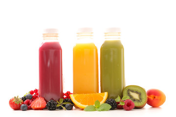 fruit juice with fresh fruits isolated on white background