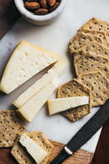 Cheeseboard with mature cheddar and gluten free crackers