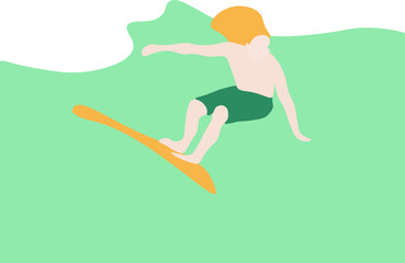 Fototapeta na wymiar Man surfing a big wave, summer sport, sea, ocean, lake. 