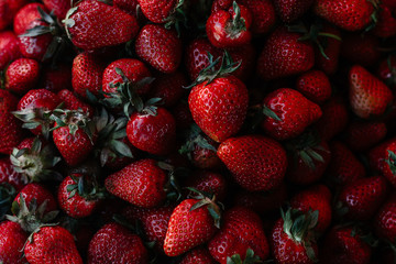 ripe red strawberries closeup