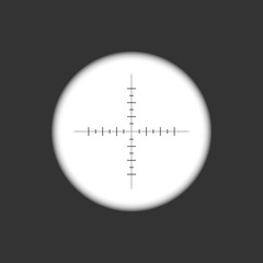 Sniper rifle scope. Weapon aim. Template of optical glass. Target concept. Vector illustration