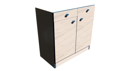 double standing kitchen cabinet with drawers Illustration in 3D - 8