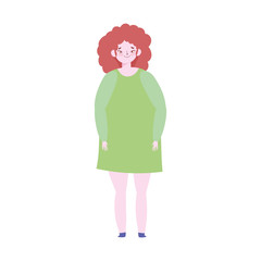 young woman cartoon character standing isolated icon design