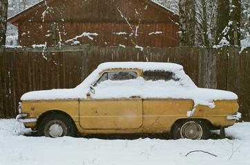 snow covered car