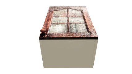 single hanging cabinet with stained glass, Illustration in 3D - 5