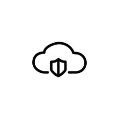 Cloud and shield icon. Cloud security, data protection sign.