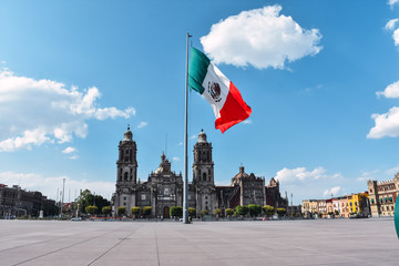Zocalo square and metropolitan cathedral in the historic center of Mexico City