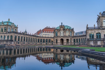 Fototapeta na wymiar Dresden Zwinger Daytime, Water Fountain View