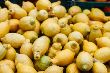 ripe yellow lemons close-up