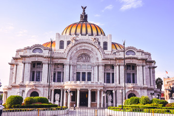 Facade of the Palace of Fine Arts in Mexico City	
