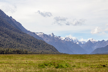 New Zealand landscapes on the way to Milford Sound. Fiordland. South Island