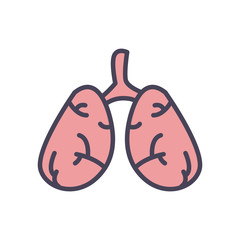 lungs organ fill style icon vector design