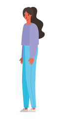 Isolated avatar woman cartoon with brown hair vector design