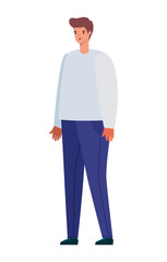 Isolated avatar man cartoon with brown hair vector design