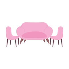 pink sofa and chair living room furniture decoration isolated icon design