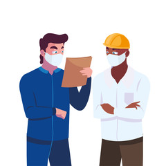 civil engineers with pollution masks