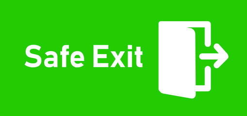 Safe exit green sign direction
