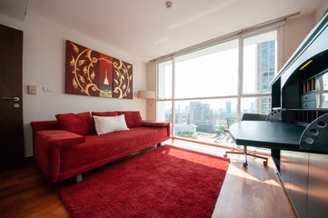 Modern living room in bright colors