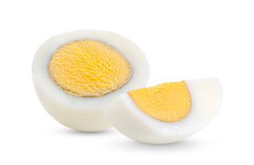 boiled egg on white background full depth of field