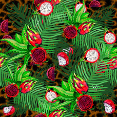 pattern tropical plants petahaya leopard