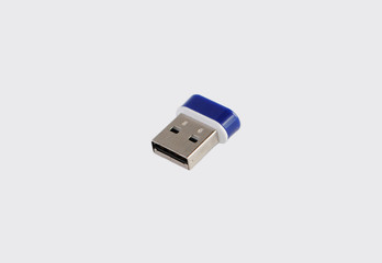 small blue flash memory card on a white background close up