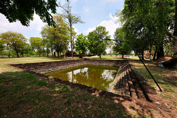 Ku Santarat the stone castle built in 1157-1207 AD in the reign of King Chaiworraman 7 show Khmer art from Ba Yon period located in Na Dun, Maha Sarakham, Thailand
