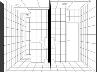 interior contour visualization, 3D illustration, sketch, outline