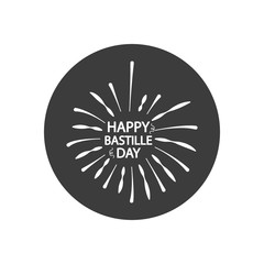 Happy bastille day lettering design and firework burst, block silhouette style