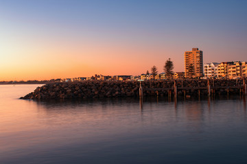 sunset over the harbor