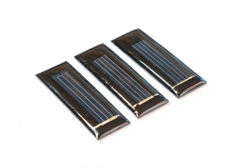 Small solar cells isolated on white background