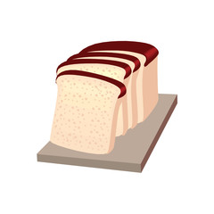 Bread, bakery icon, sliced fresh wheat bread isolated on white background in EPS10